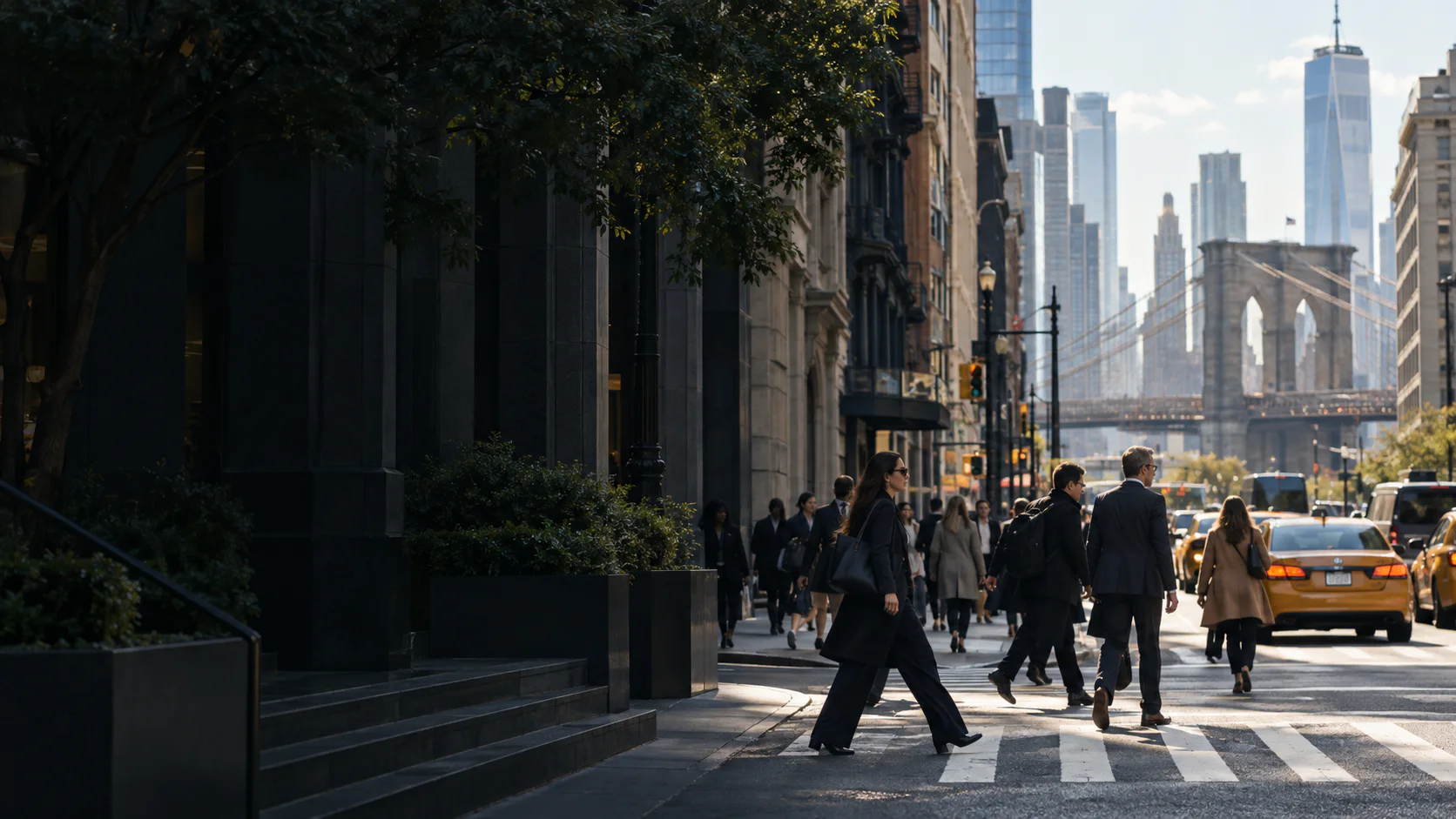 Brooklyn Bridge and Lower Manhattan business district